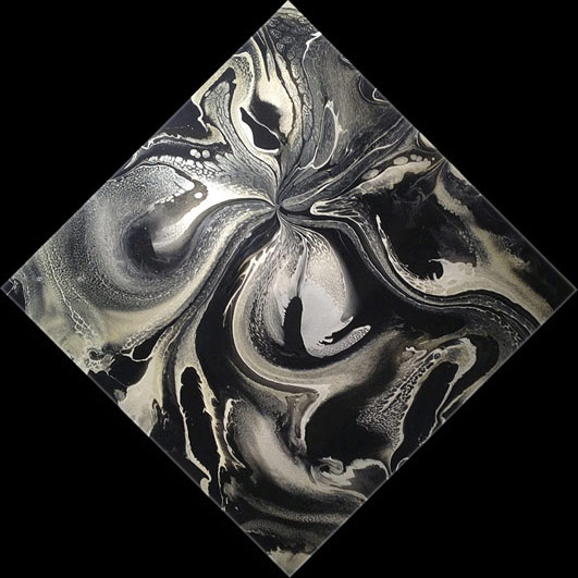 Cathedral City Art Collection: Elan Vital, Black & White / Yellow Rose Gold Painting #4260